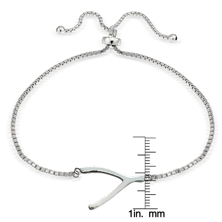 Sterling Silver Wishbone Polished Adjustable Bracelet