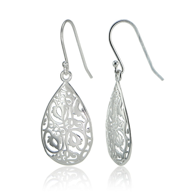 Sterling Silver Filigree Teardrop Earrings – SilverSpeck