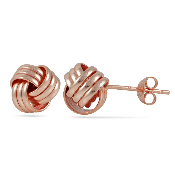 Rose Gold Tone over Sterling Silver Plolished Love Knot Stud Earrings ...