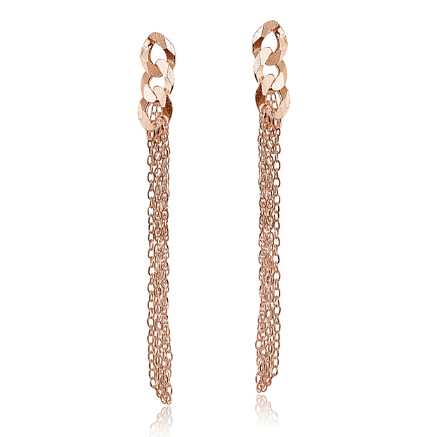 Rose Gold Flashed Sterling Silver Flat Link and Multi-Strand Chain Dro ...