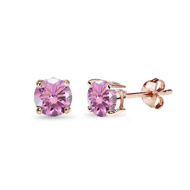 Rose Gold Flashed Sterling Silver 5mm Light Rose Stud Earrings created ...