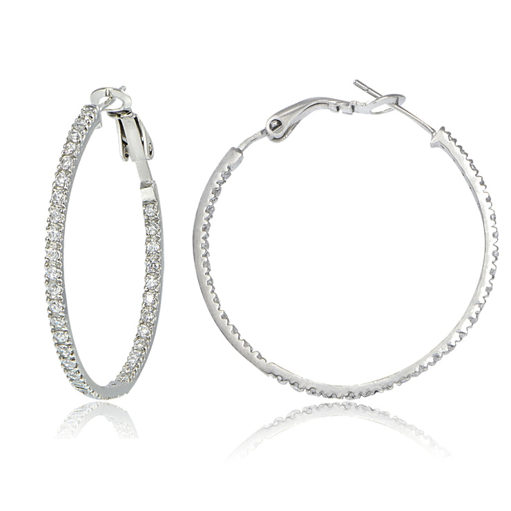 Sterling Silver 35mm Inside Out CZ Hoop Earrings – SilverSpeck