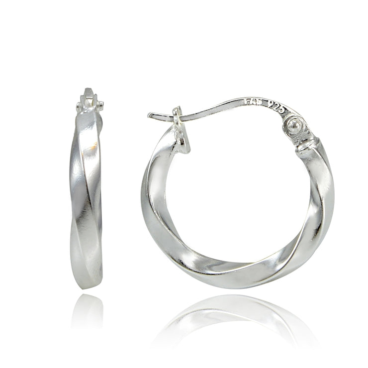 Sterling Silver Twist Round Hoop Earrings, 15mm – SilverSpeck