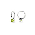 Load image into Gallery viewer, Sterling Silver Peridot 5mm Solitaire Small Round Huggie Hoop Earrings