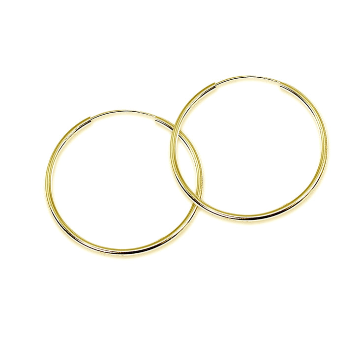 14k Gold High Polished 2x50mm Continuous Endless Round Hoop Earrings ...