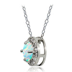 Load image into Gallery viewer, Sterling Silver Created White Opal and White Topaz Round Halo Necklace