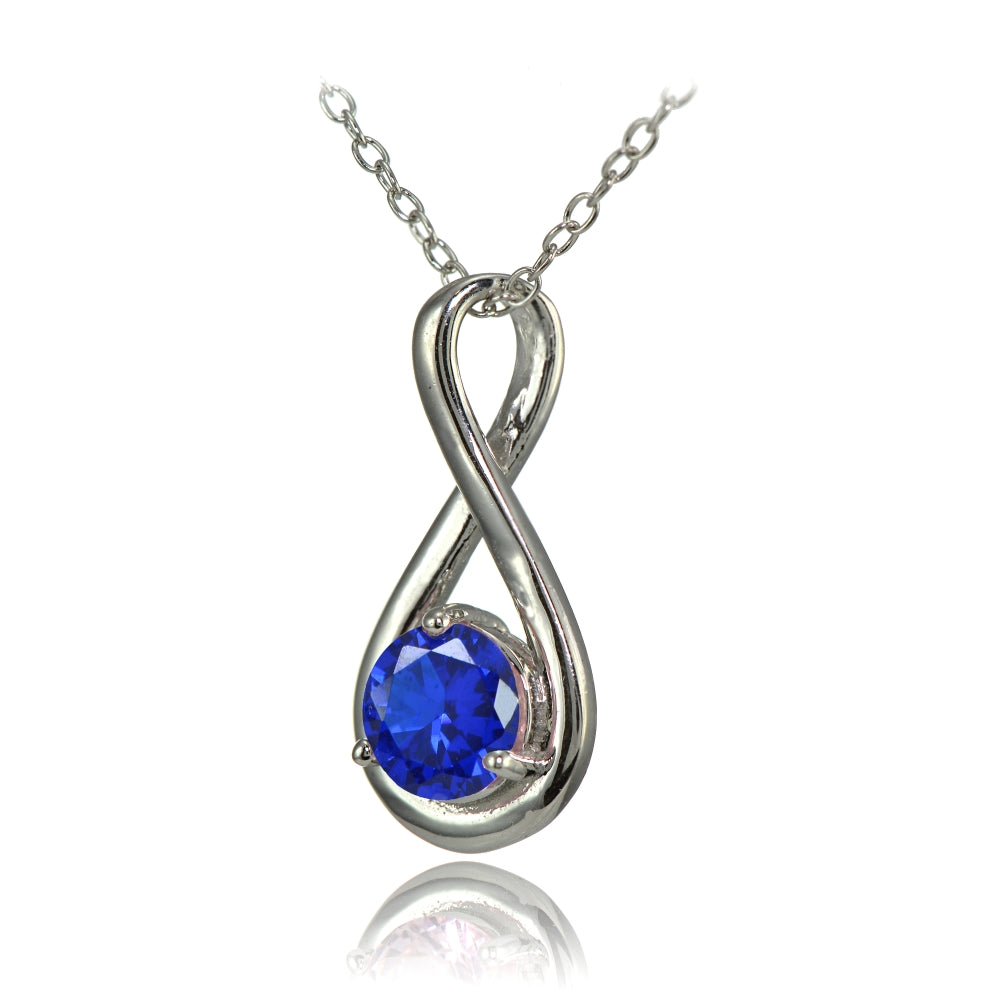 Sterling Silver Created Blue Sapphire Polished 5mm Round Infinity Neck ...