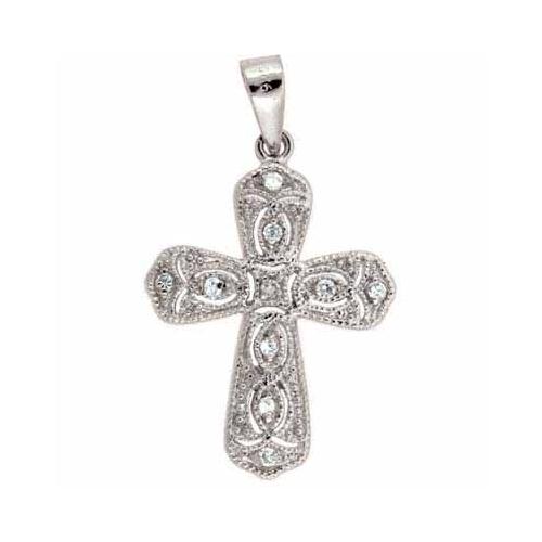 Sterling Silver Created Diamond CZ Filigree Cross Pendant – SilverSpeck
