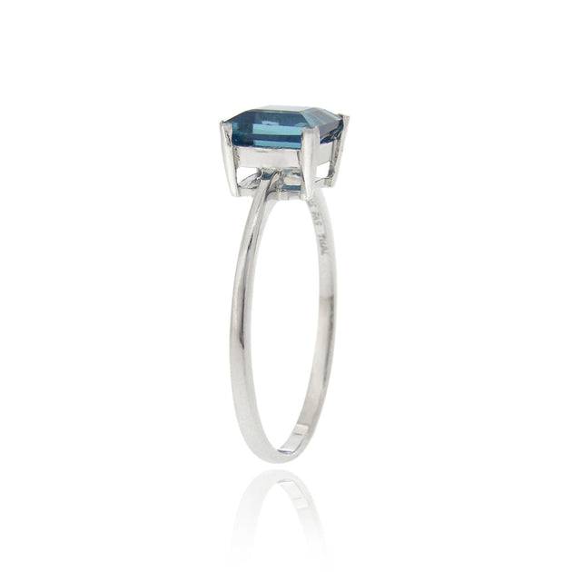 Sterling Silver London Blue Topaz Solitaire Square Ring – SilverSpeck