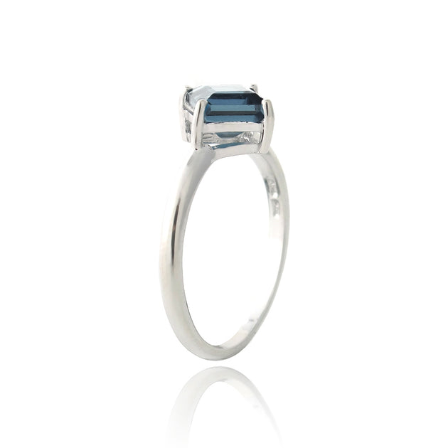 Sterling Silver Square London Blue Topaz Diamond Shape Ring – SilverSpeck