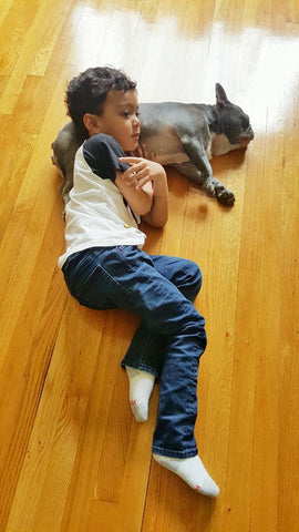 Kid and puppy