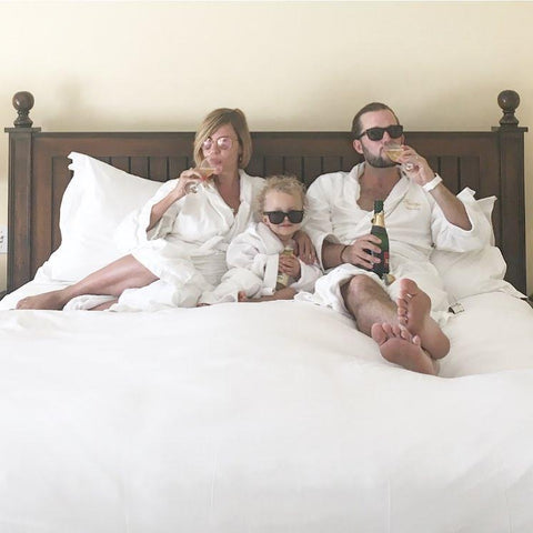 Family and Baby in Hotel Room