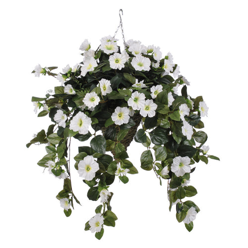 House of Silk Flowers Artificial Fern Hanging Plant in Beehive Basket