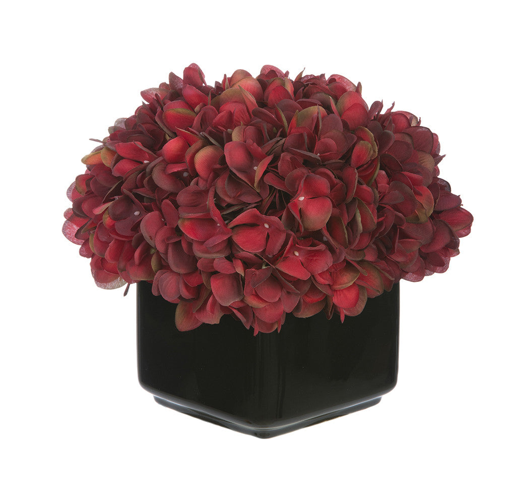 Artificial Hydrangea in Small Black Cube Ceramic - House ...