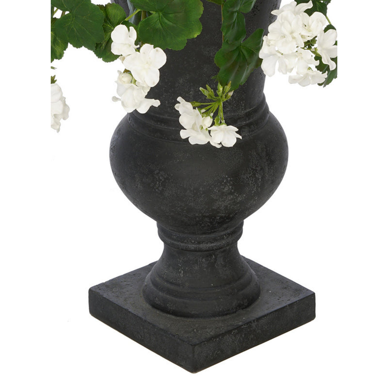 Faux Geranium in Black Roman Urn Planter – House of Silk Flowers®