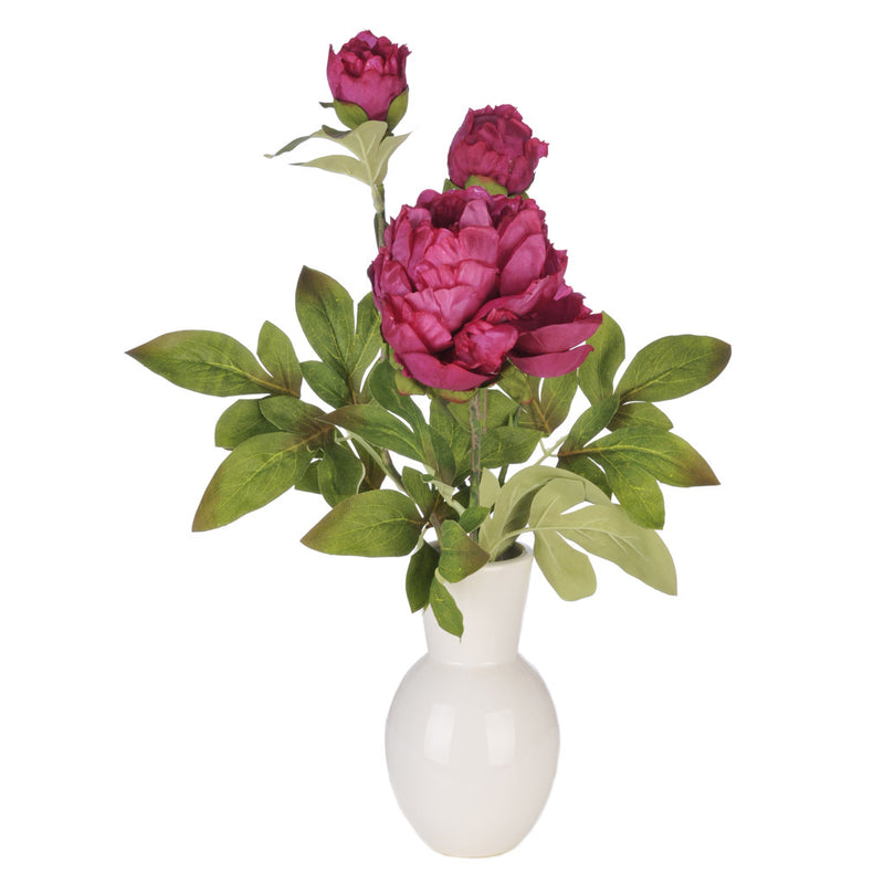 Artificial Fuchsia Peony In White Ceramic Vase House Of Silk Flowers