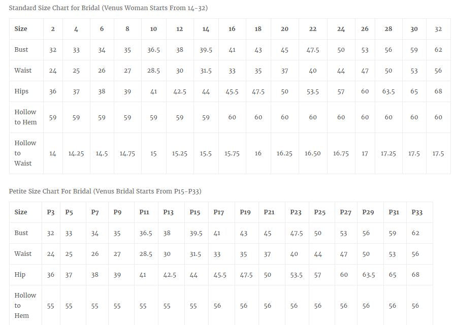 Size Charts/ How To Measure – Amara Bridal Boutique