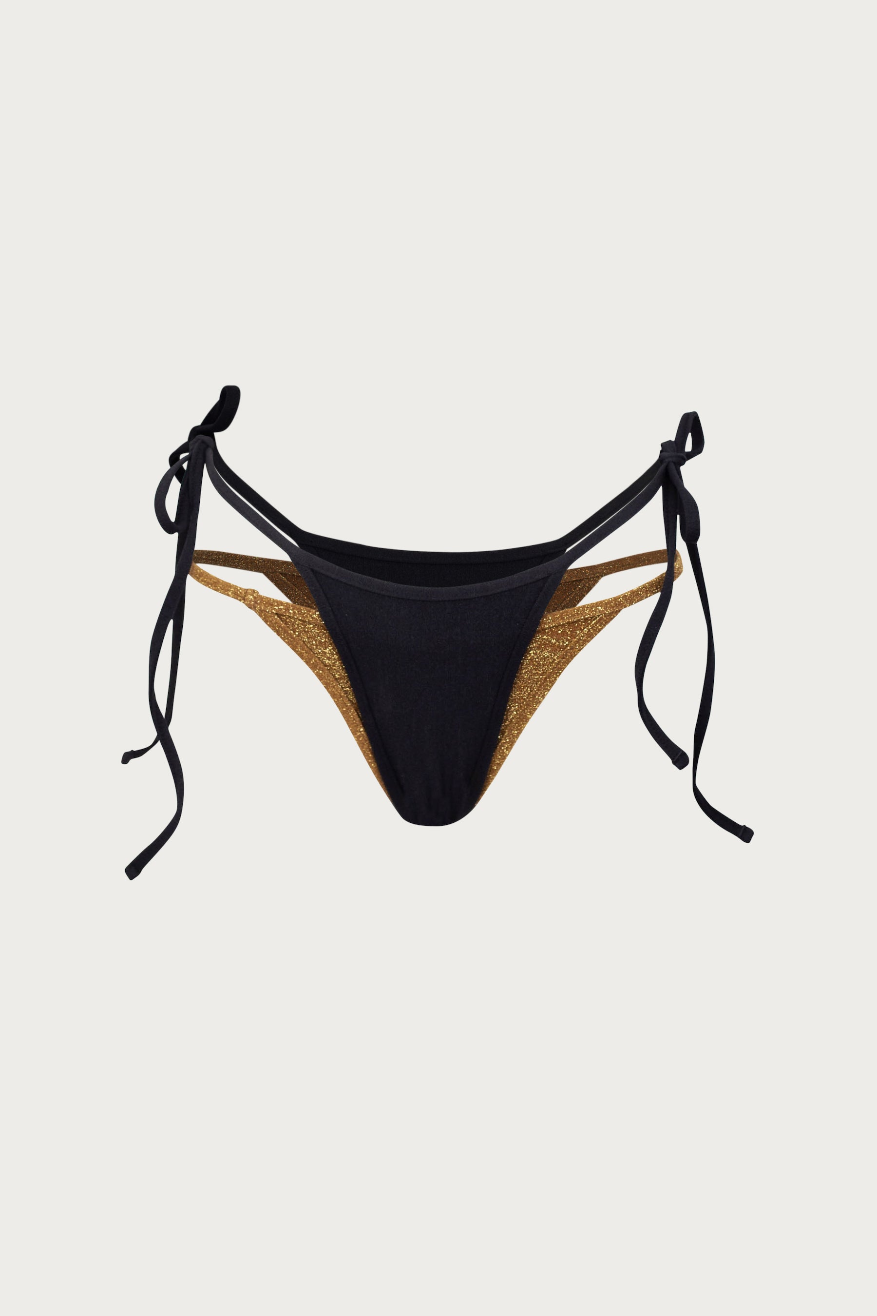 Image of Double Layer Bottom (Faux Suede Black/Mocha Shimmer Lurex)