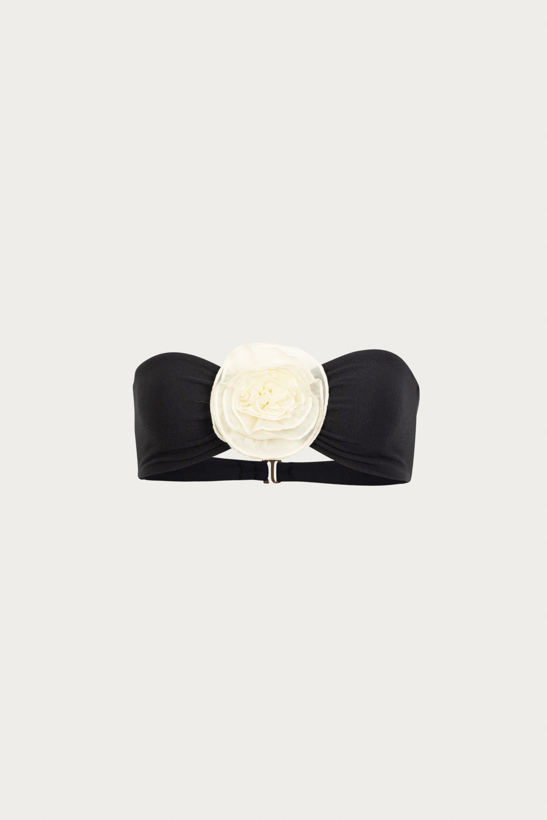 Image of Rose Bandeau Top (Faux Suede Black/Cream)