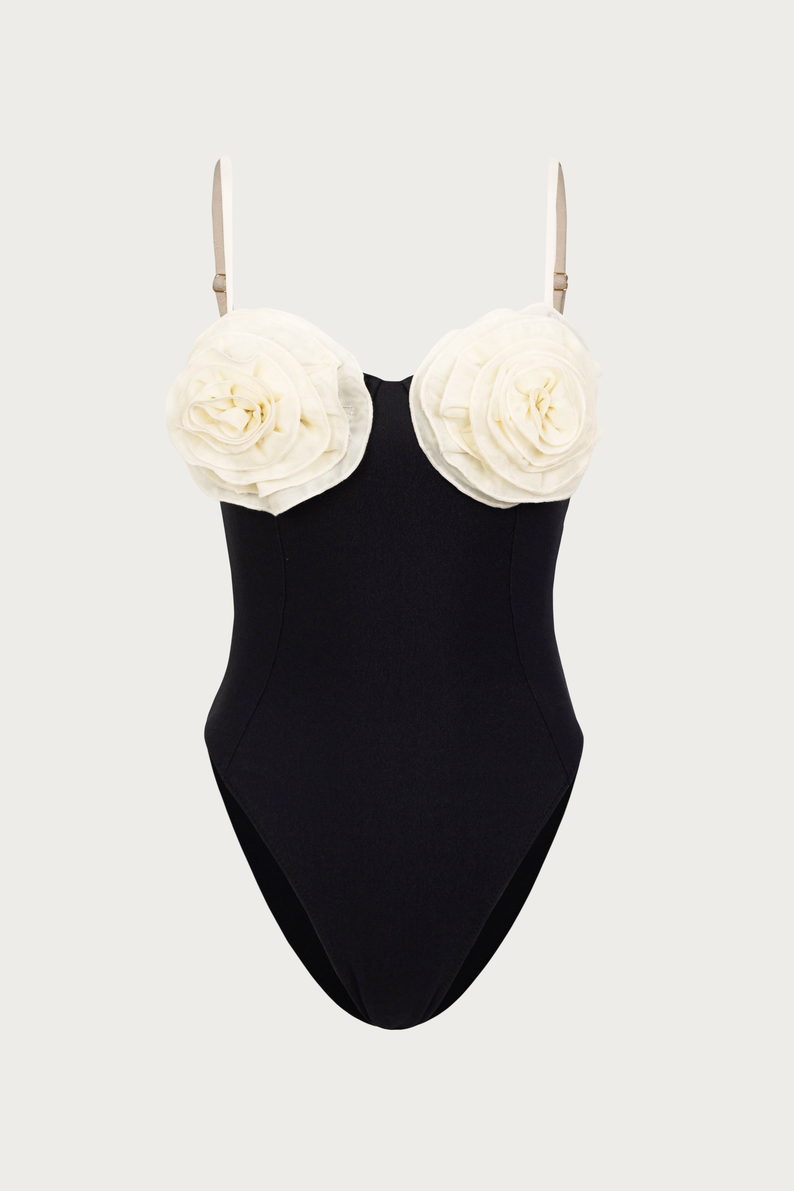 Image of Rose One Piece (Faux Suede Black/Cream)