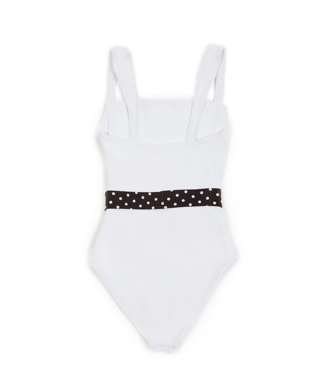 The Betty One Piece Textured White Polka Dot Same Los Angeles