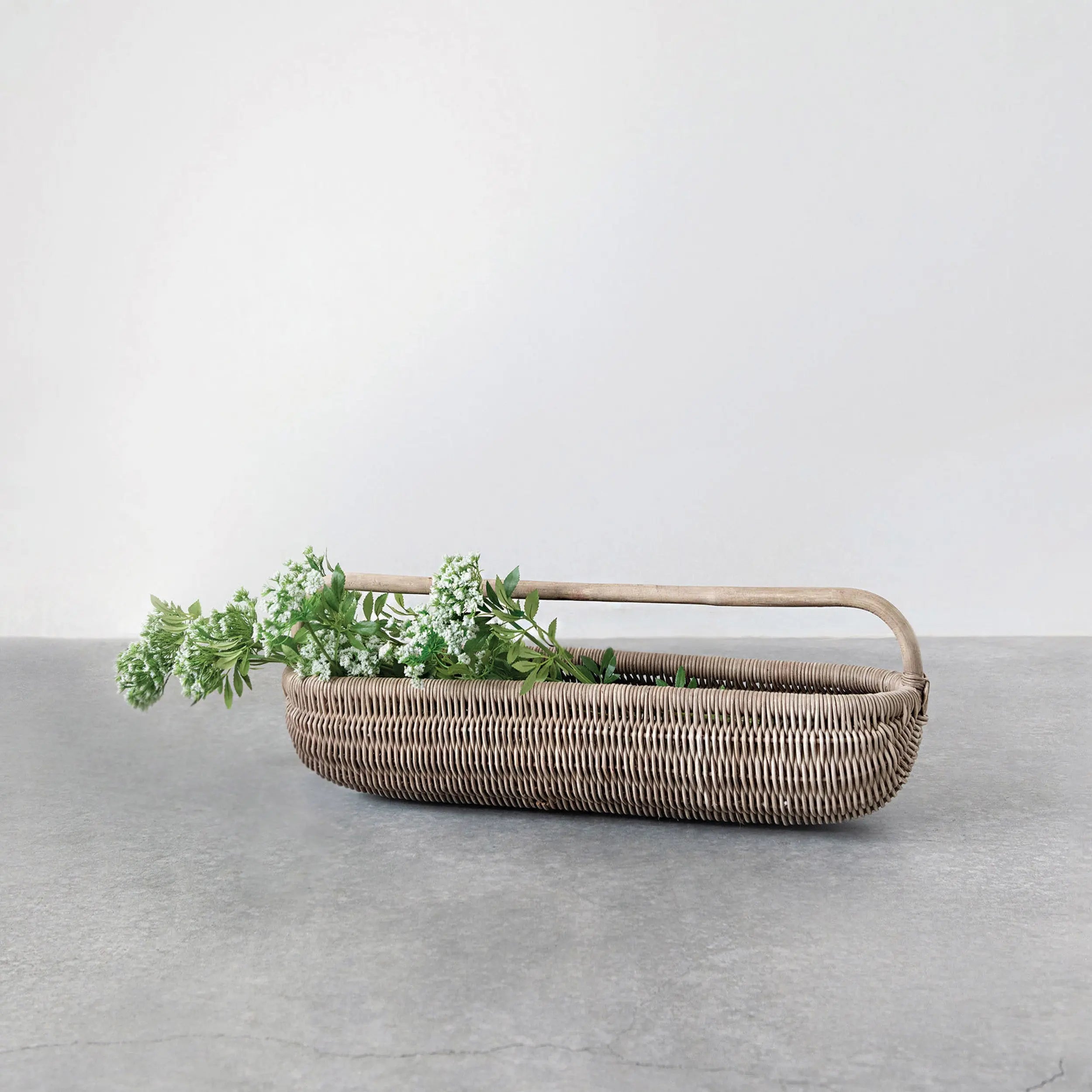 Grey pulut rattan storage baskets with wheels - CRA409SJ