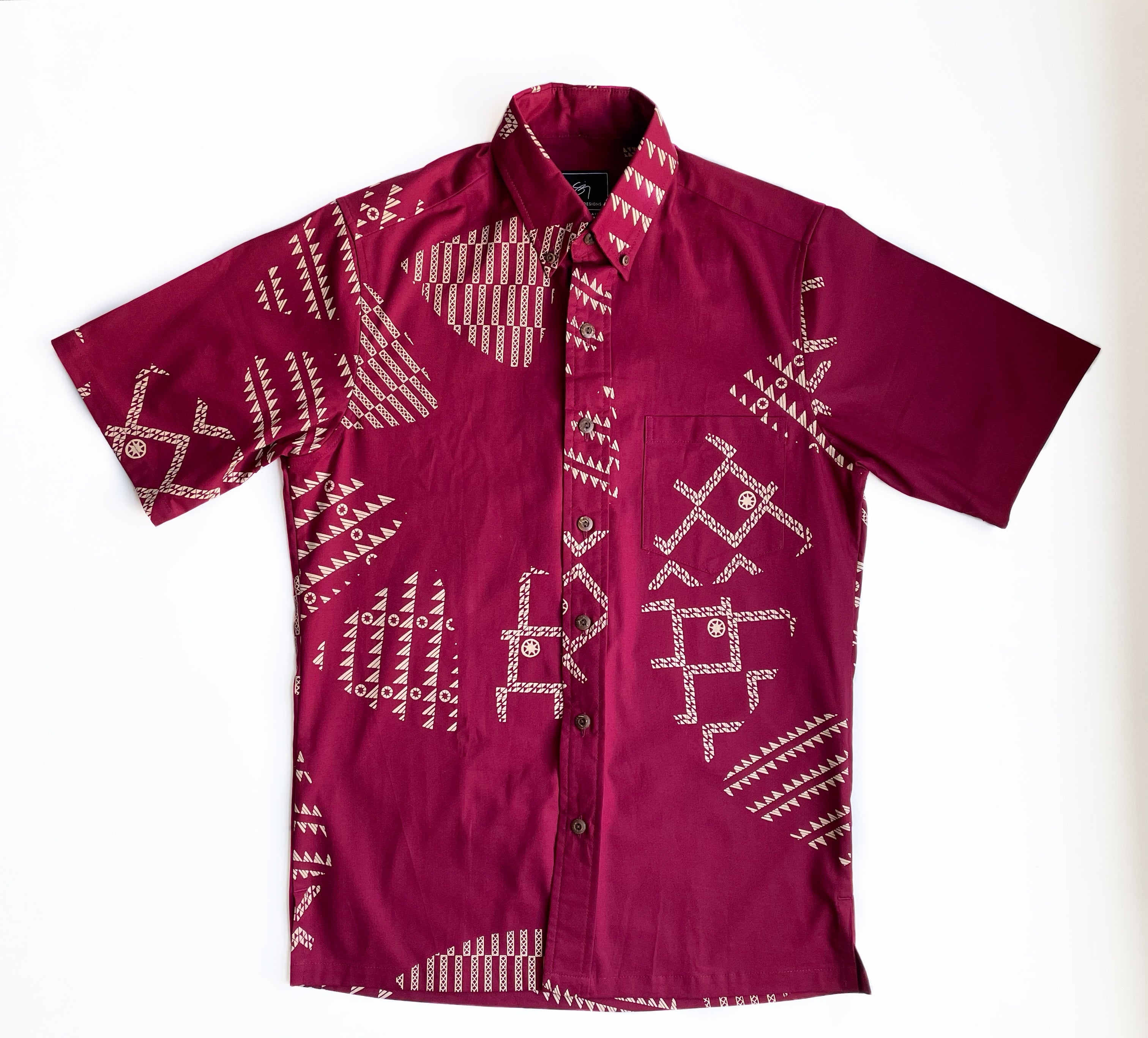H  imiloa Button Up Aloha Shirt - Crimson
