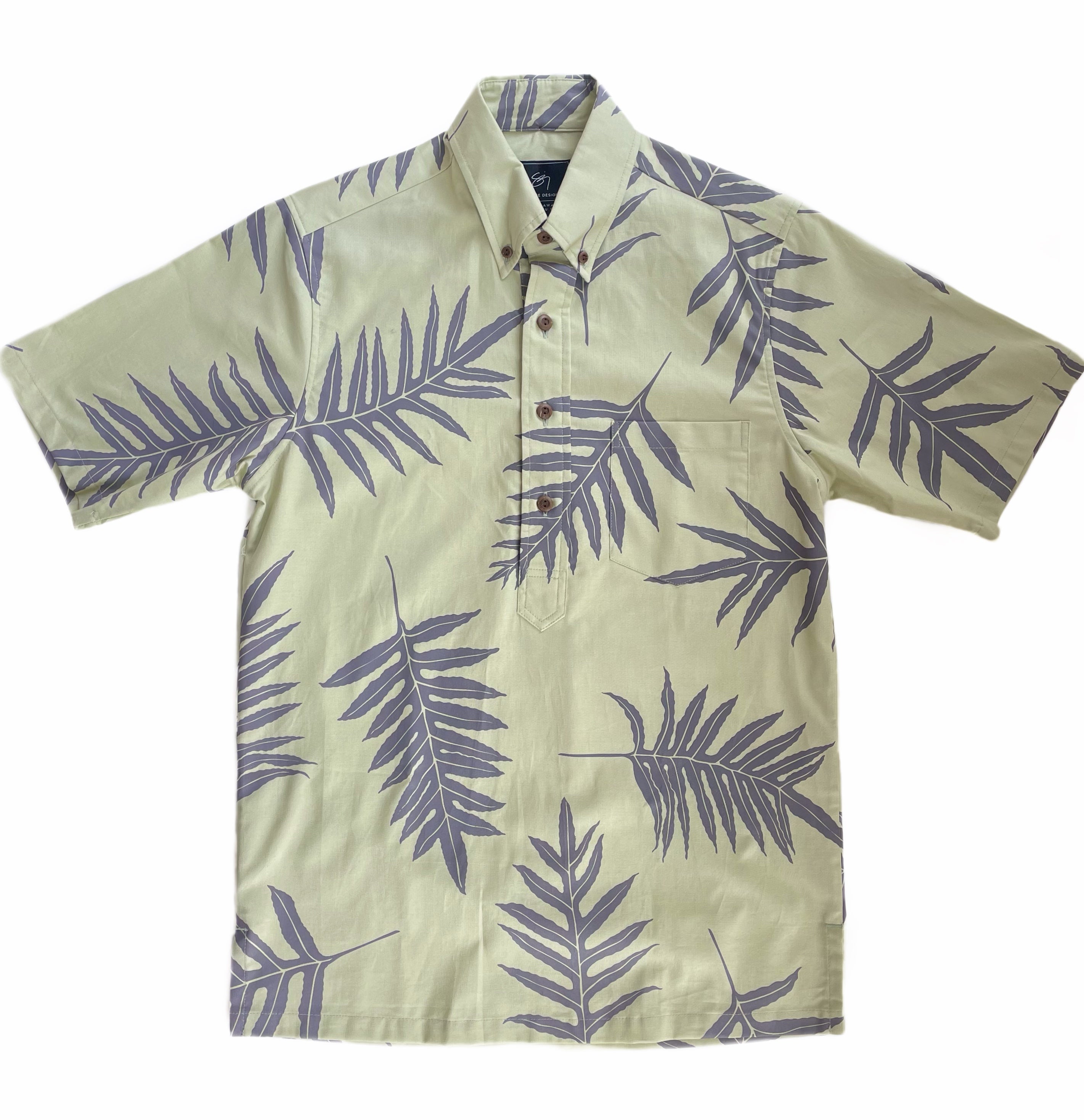 Lauloa Pullover Aloha Shirt - Eucalyptus