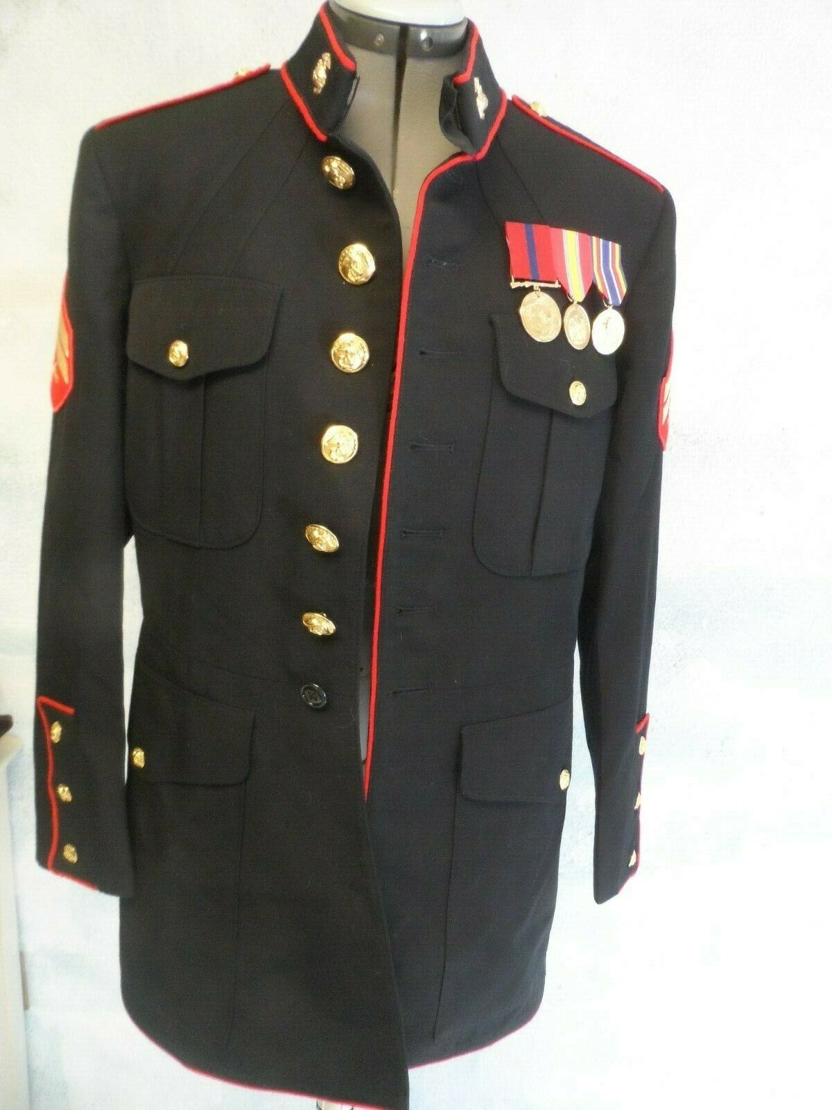Authentic 43L Rare USMC Dress Blue Lance Corporal Jacket With Medals ...