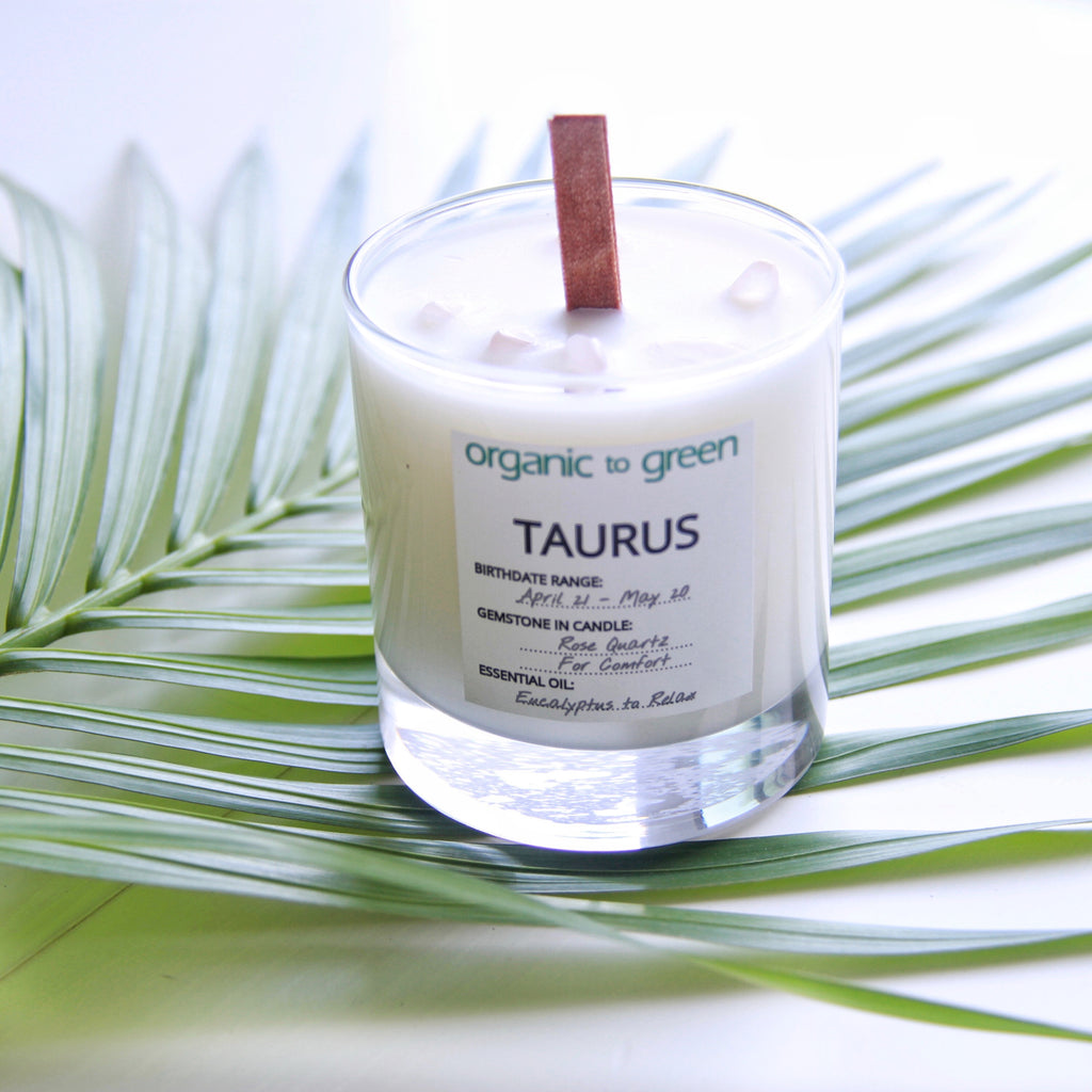 Taurus - Zodiac Candle With Gemstone – Organic to Green, Inc.