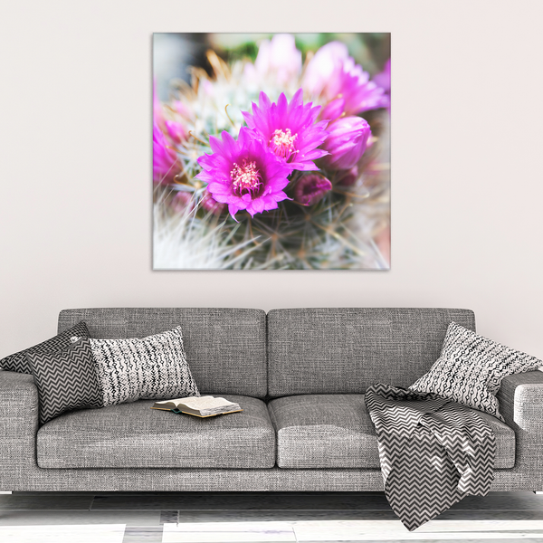 Vibrant Pink Cactus Flower Canvas Wall Art, a stunning splash of color ...