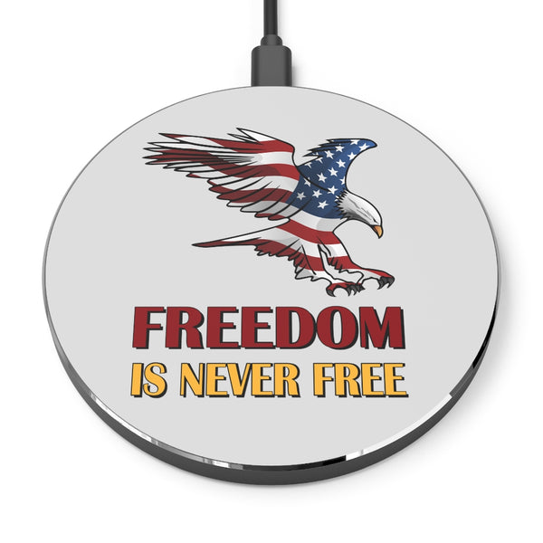 Freedom Isn't Free Flag Eagle Wireless Phone Charger Pad, 10W Qi Fast Ultra Slim Custom Designed iPhone, Samsung, Cell Phones
