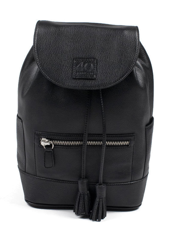 Hudson Leather Backpack - Black | 40 Harrison