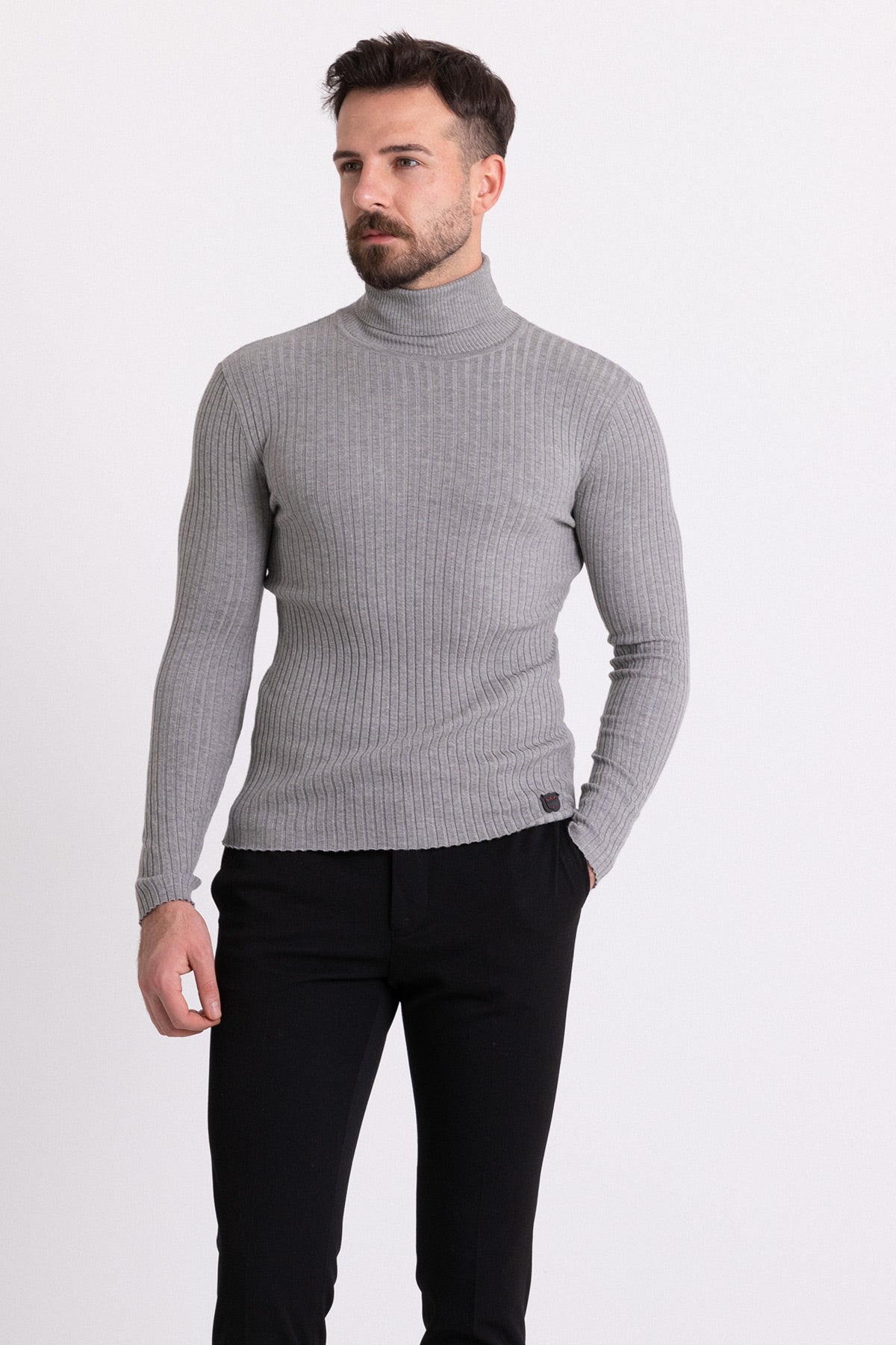 MCR MEN'S RIB TURTLENECK SWEATER- DARK GREY – ESCO CLOTHIERS