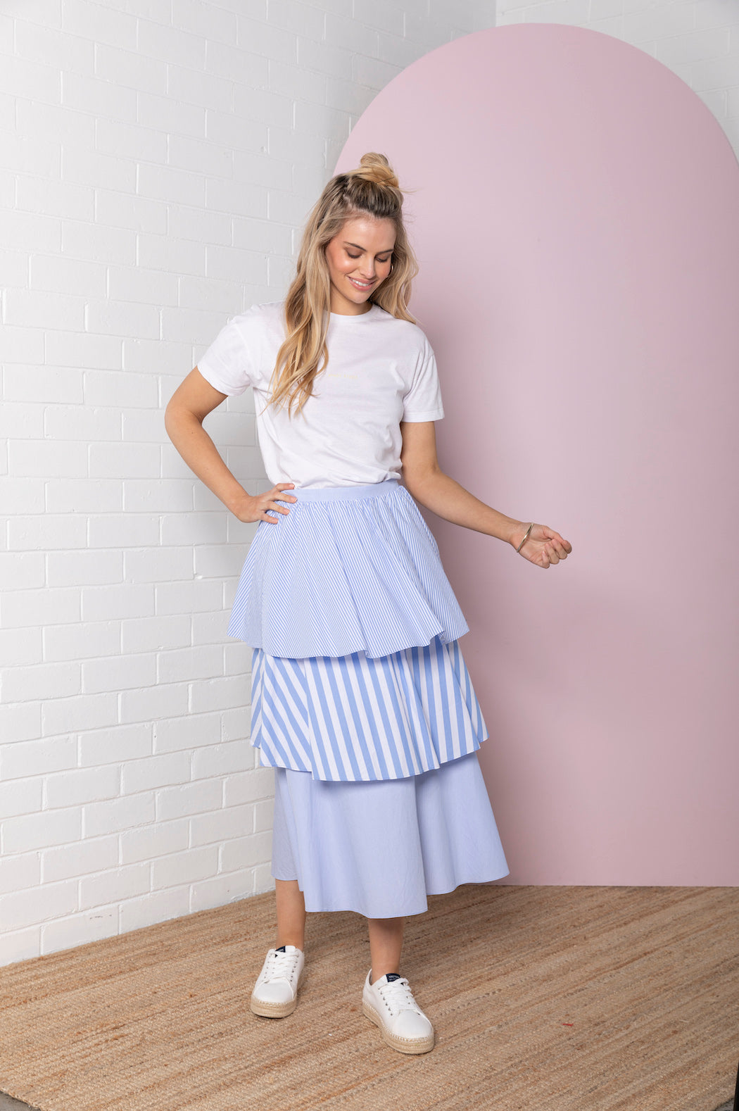 striped skirt blue