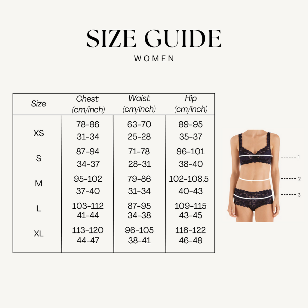 Hanro Size Guide Women