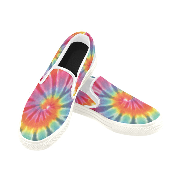 Tie Dye White Women's Slip-on Canvas Shoes