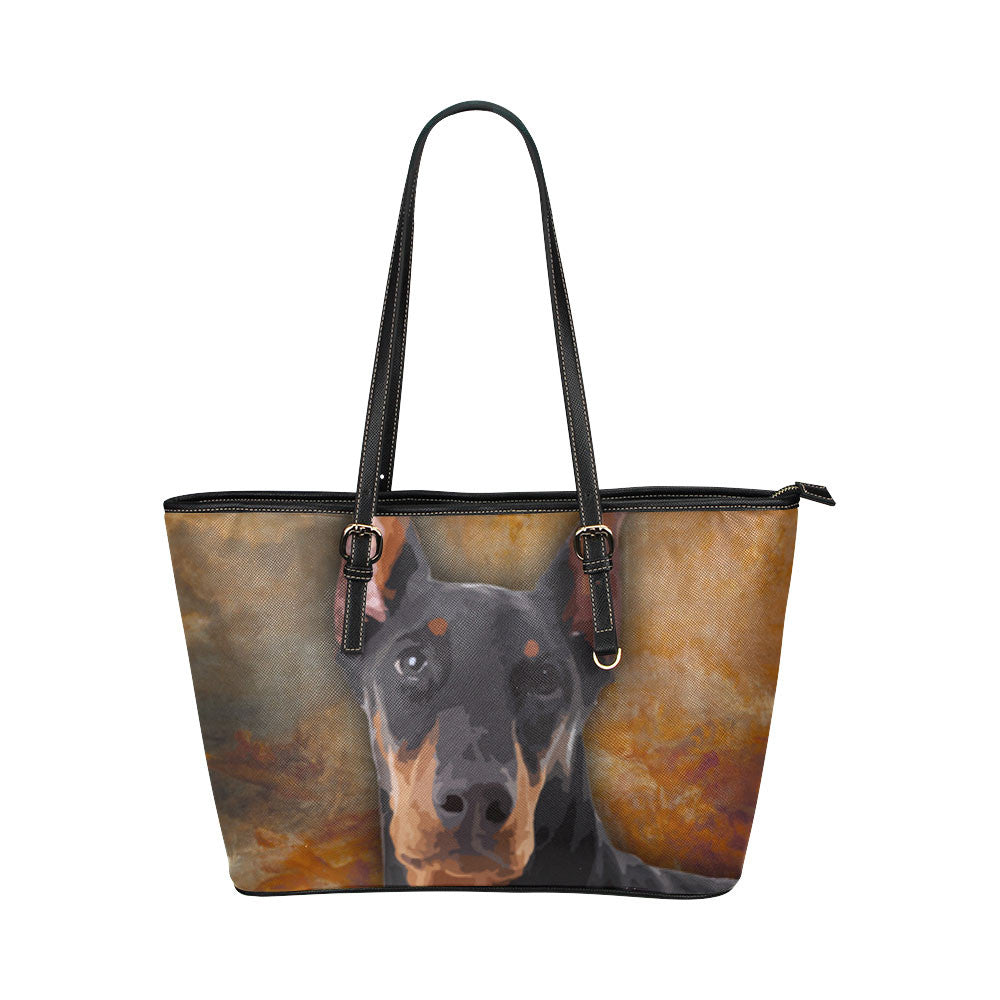 Doberman Pinscher Leather Tote Bags - Doberman Pinscher Bags