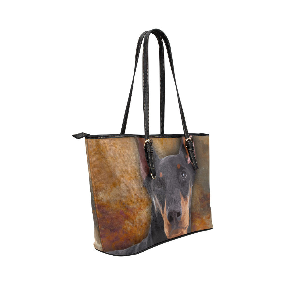 Doberman Pinscher Leather Tote Bags - Doberman Pinscher Bags