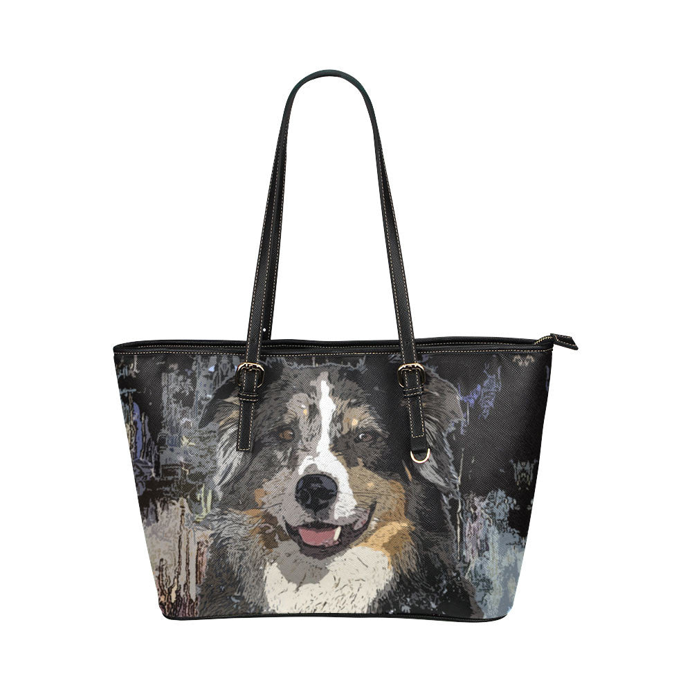 Australian Shepherd Leather Tote Bags - Australian Shepherd Bags