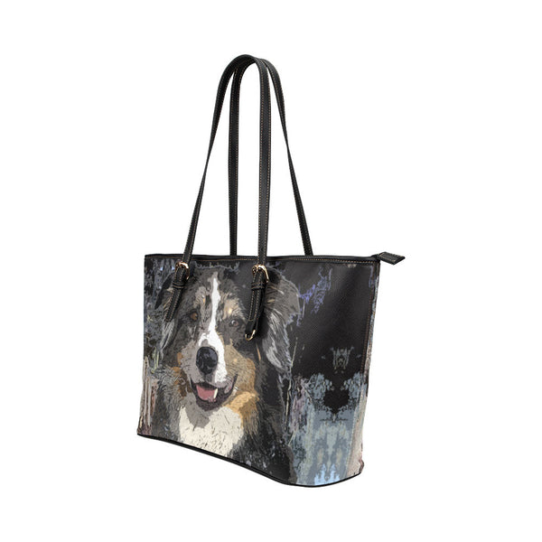 Australian Shepherd Leather Tote Bags - Australian Shepherd Bags