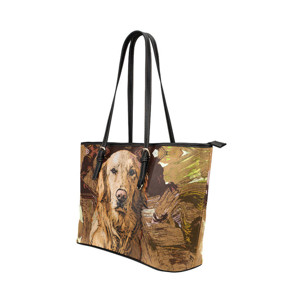 Golden Retriever Leather Tote Bags - Golden Retriever Bags