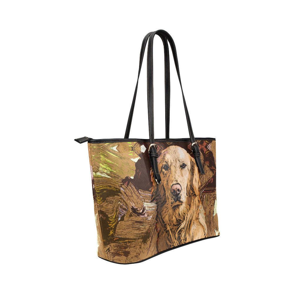 Golden Retriever Leather Tote Bags - Golden Retriever Bags