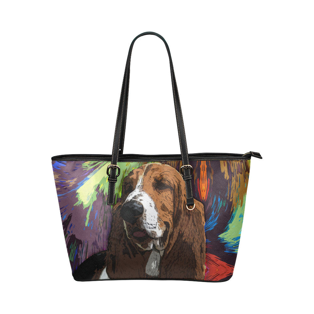 Basset Hound Leather Tote Bags - Basset Hound Bags