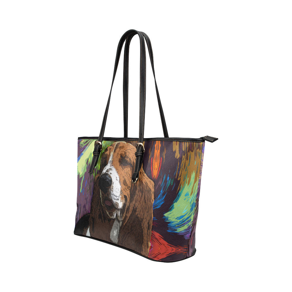 Basset Hound Leather Tote Bags - Basset Hound Bags