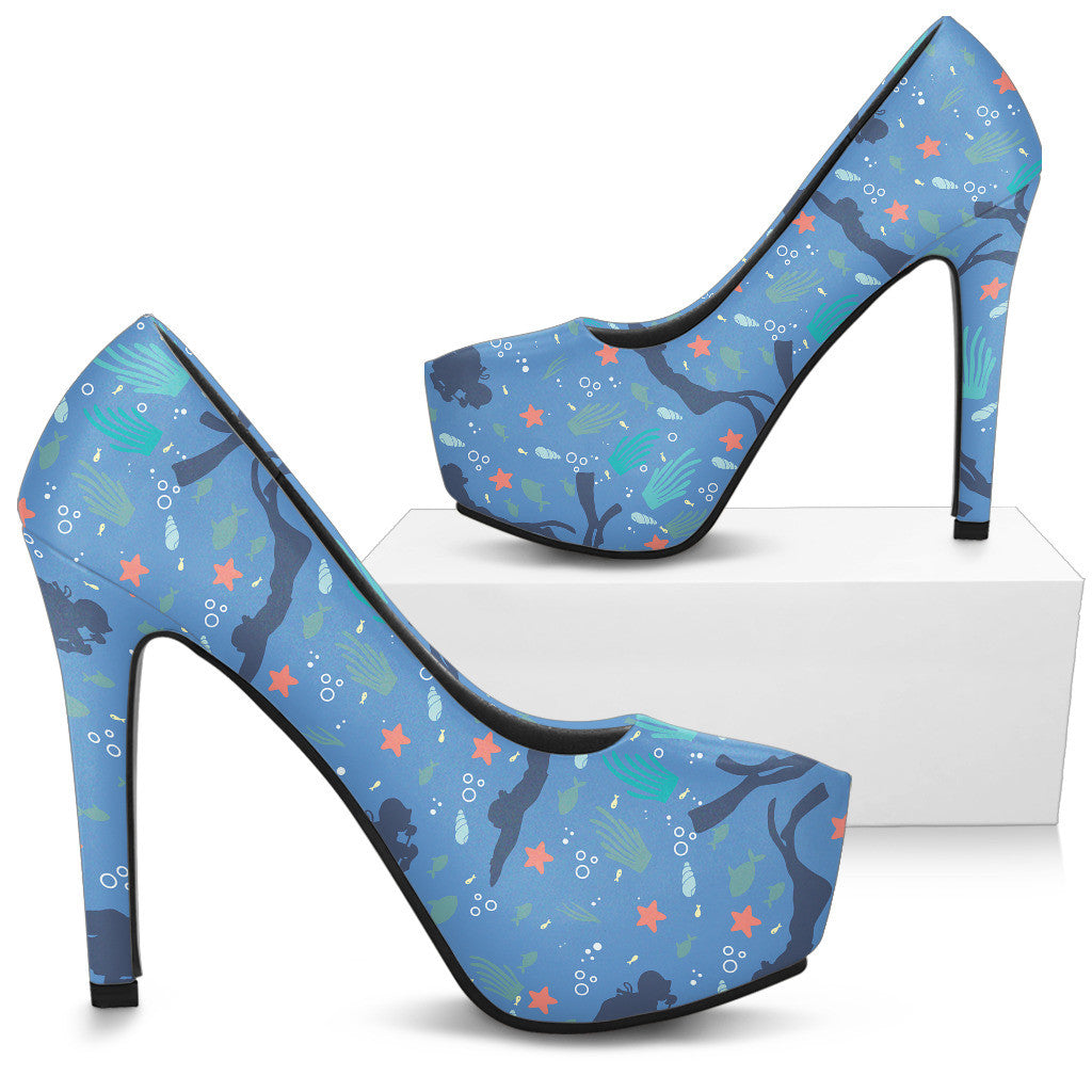 Scuba Diving Pattern High Heels 