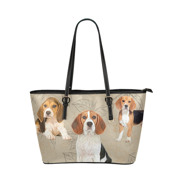 Beagle Lover Leather Tote Bag/Small