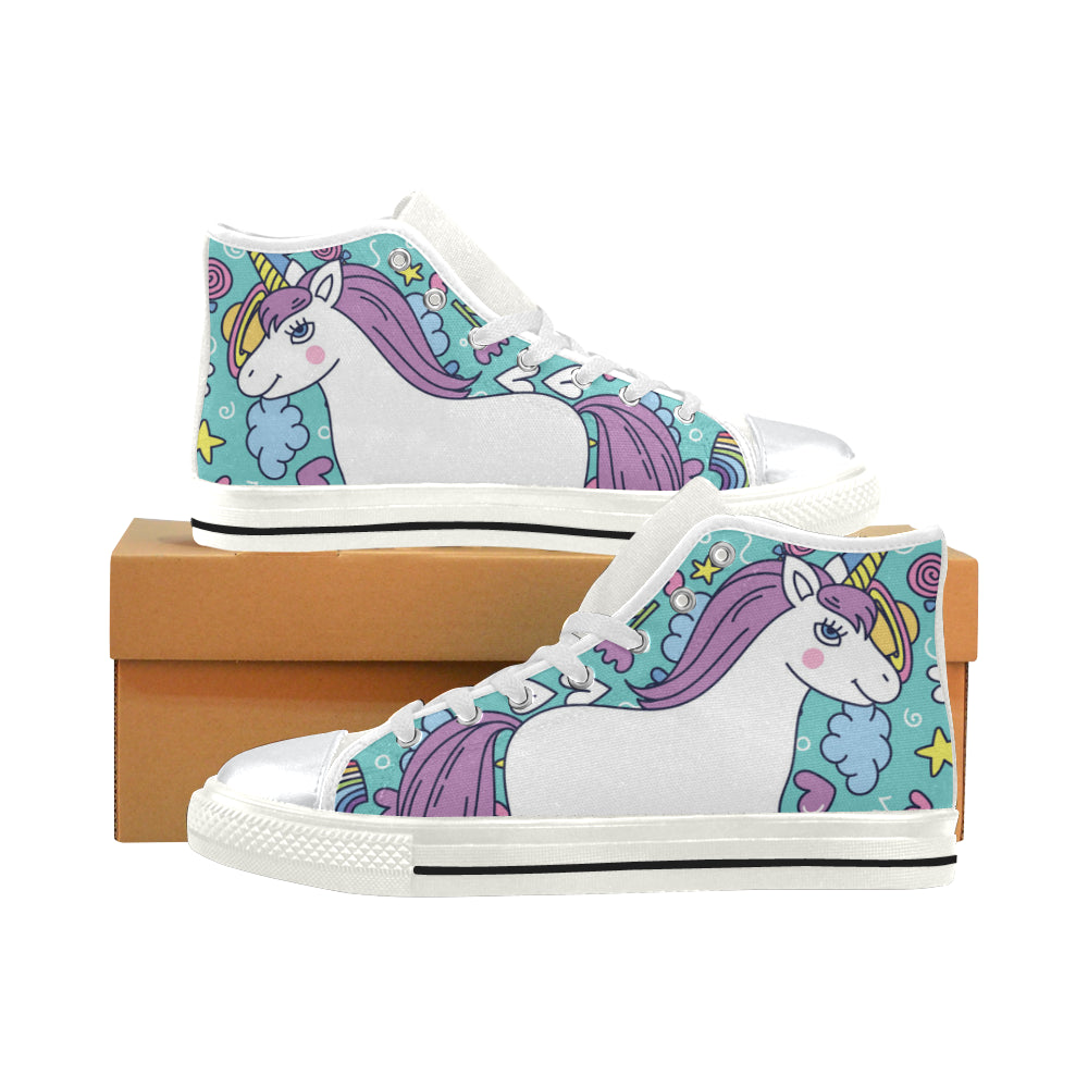 Unicorn White High Top Canvas Shoes for Kid