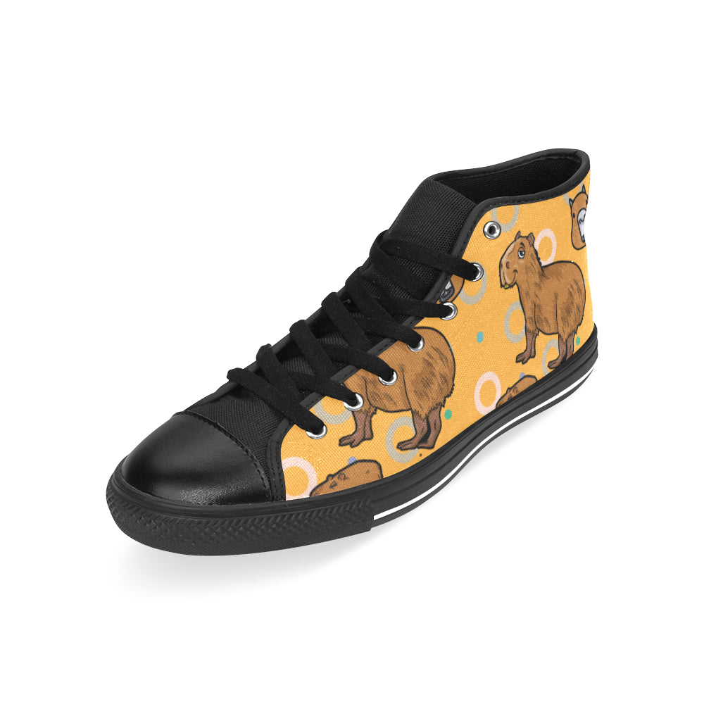 Capybara Pattern Black Men’s Classic High Top Canvas Shoes /Large Size