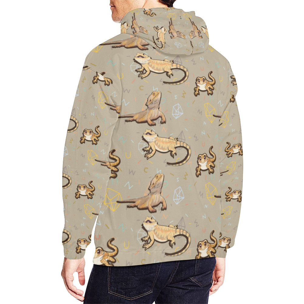 Bearded Dragon Lizard Pattern All Over Print Hoodie for Men